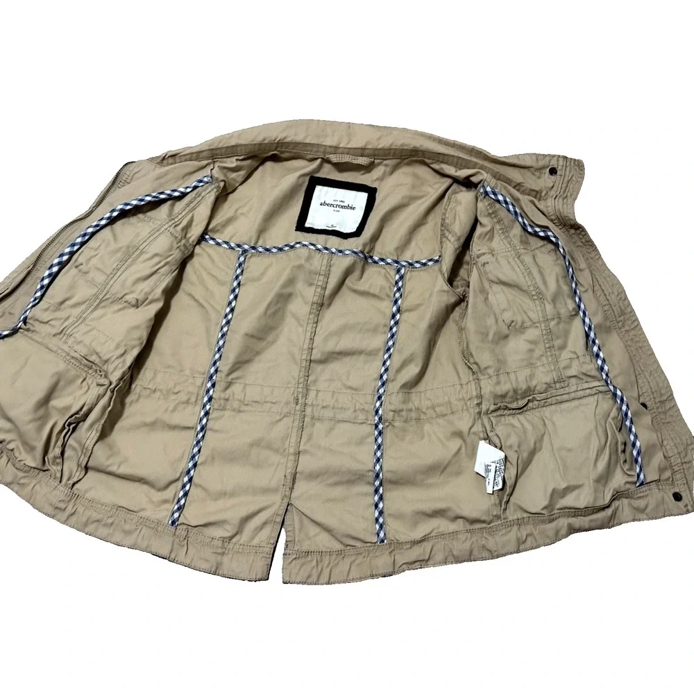 ABERCROMBIE‎ KIDS XL Girls Tan Khaki Jacket Coat Full Zipper Pockets