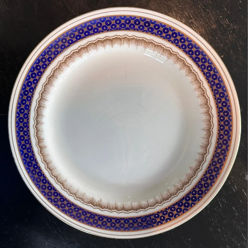 Mappin & Webb Luncheon Plate Unisex Blue cobalt Gold Gilt England Antique