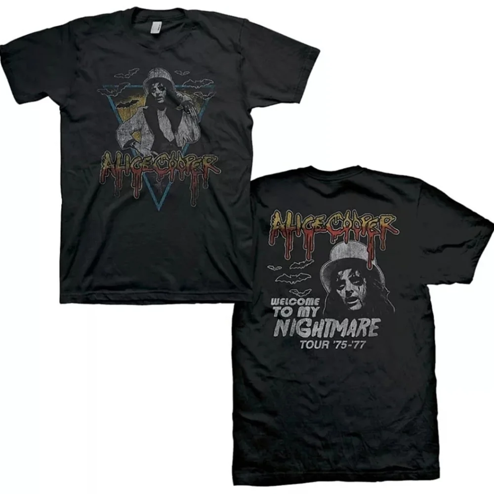 Distressed Alice Cooper Triangle Bats Black Shirt