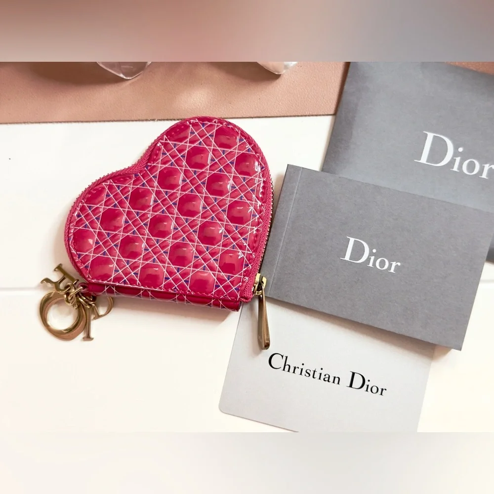 Pink Dior Heart Coin Wallet