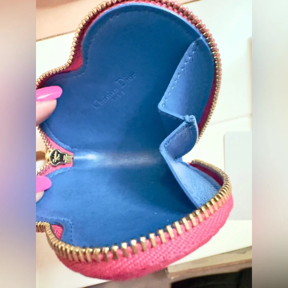Pink Dior Heart Coin Wallet