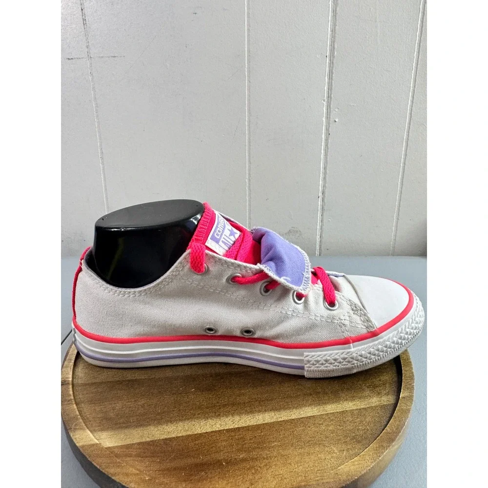 Converse Chuck Taylor Sneakers Junior 4 White Good Double Tongue Pink Purple