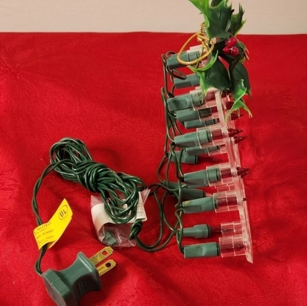 Vintage 20 Lite Twin Double Bell Tree Top Holly Berry‎ Christmas Holidays