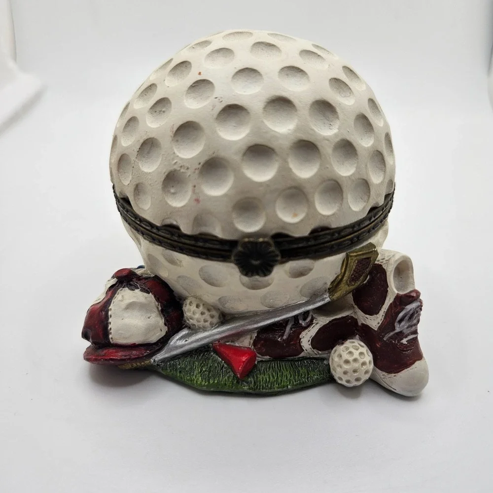 Golf‎ Ball Trinket Box Hinged Keepsake Holder Golfer Gift Decor