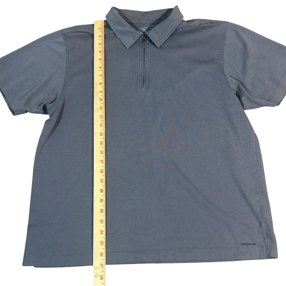 Patagonia Quarter Zip Polo Mens‎ Large Blue Gray Organic Cotton Blend