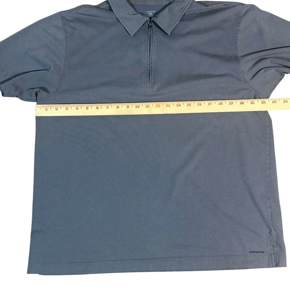 Patagonia Quarter Zip Polo Mens‎ Large Blue Gray Organic Cotton Blend