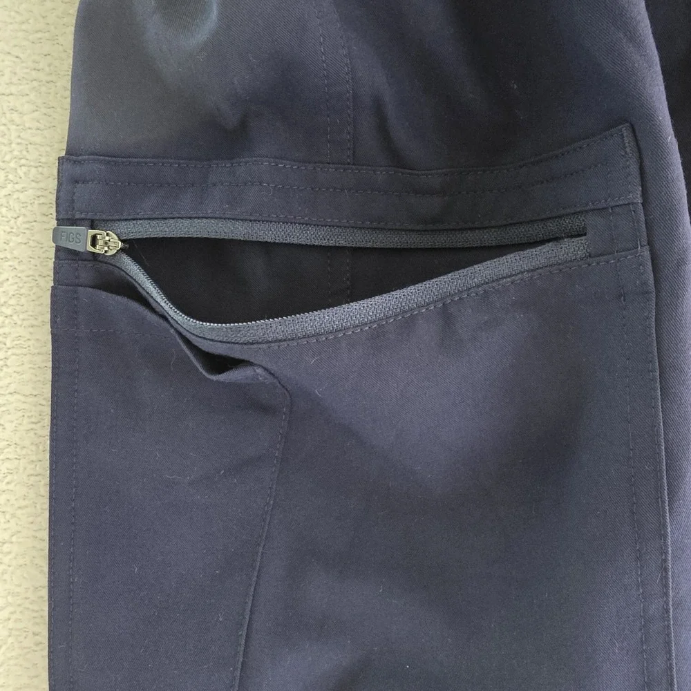 FIGS Scrub Pants Navy Blue L Technical Collection Drawstring Pockets