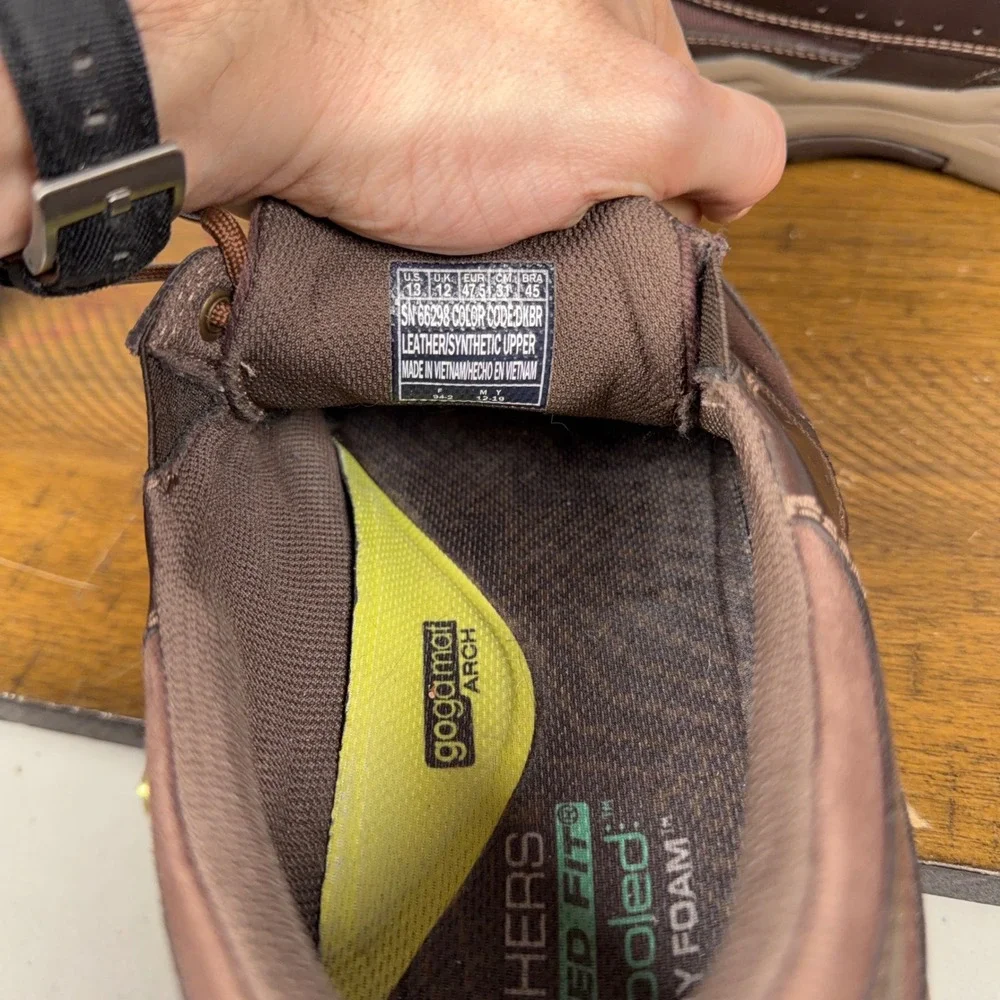 Skechers Shoes Mens 13 Brown‎ Relaxed Fit Air Cooled Memory Foam Expended Menson