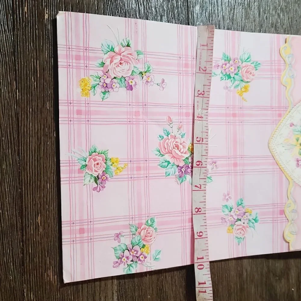 Vintage 1980's Pink Girly Pastel Floral Kawaii Gift Bag Ribbon Bow