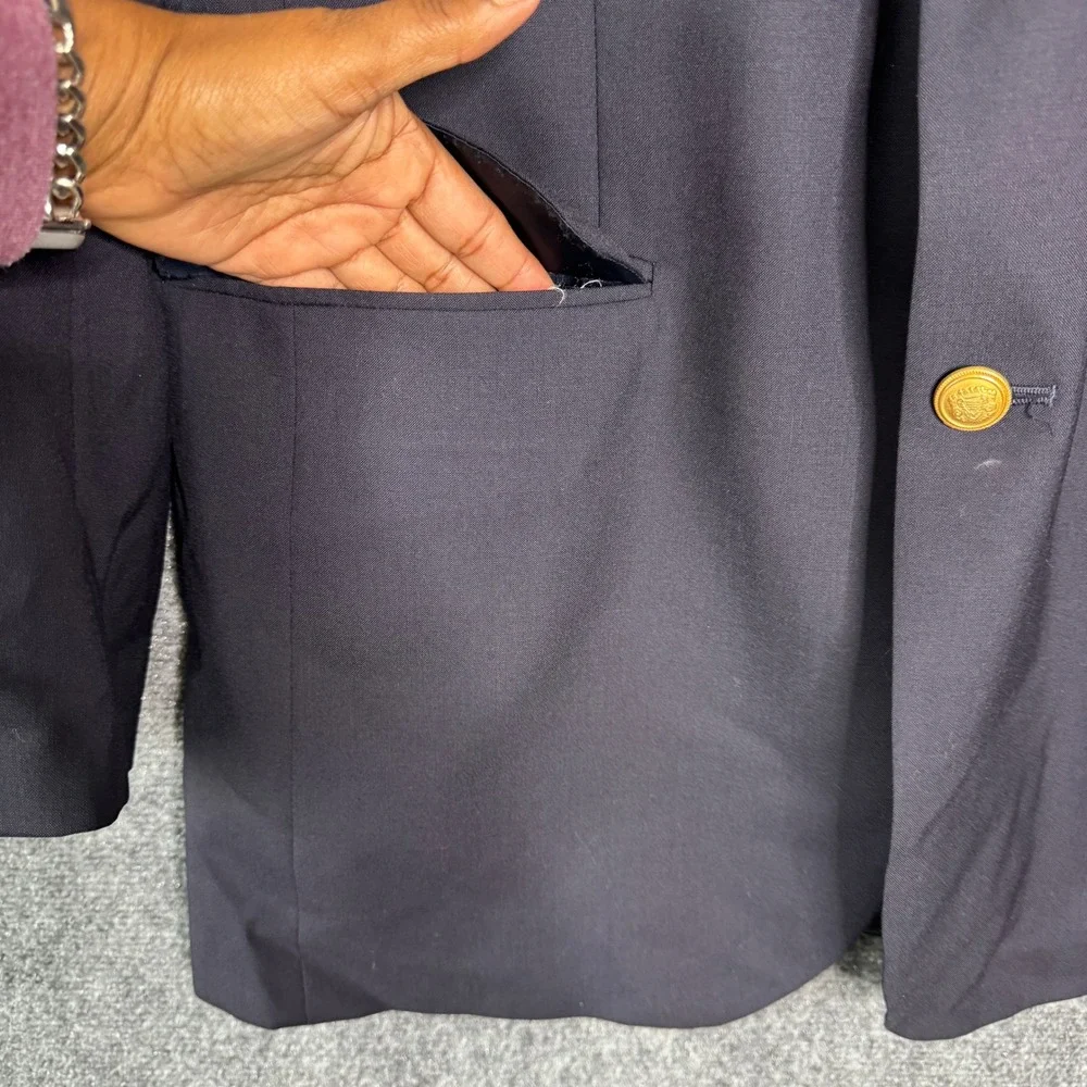 Jos A Bank Mens 41L Navy Blue Blazer Gold Two‎ Button Sport Coat Jacket Business