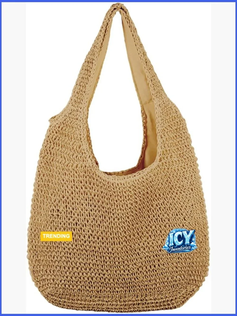 Natural Straw Rattan Basket Weave Hobo Tote Beach Handbag