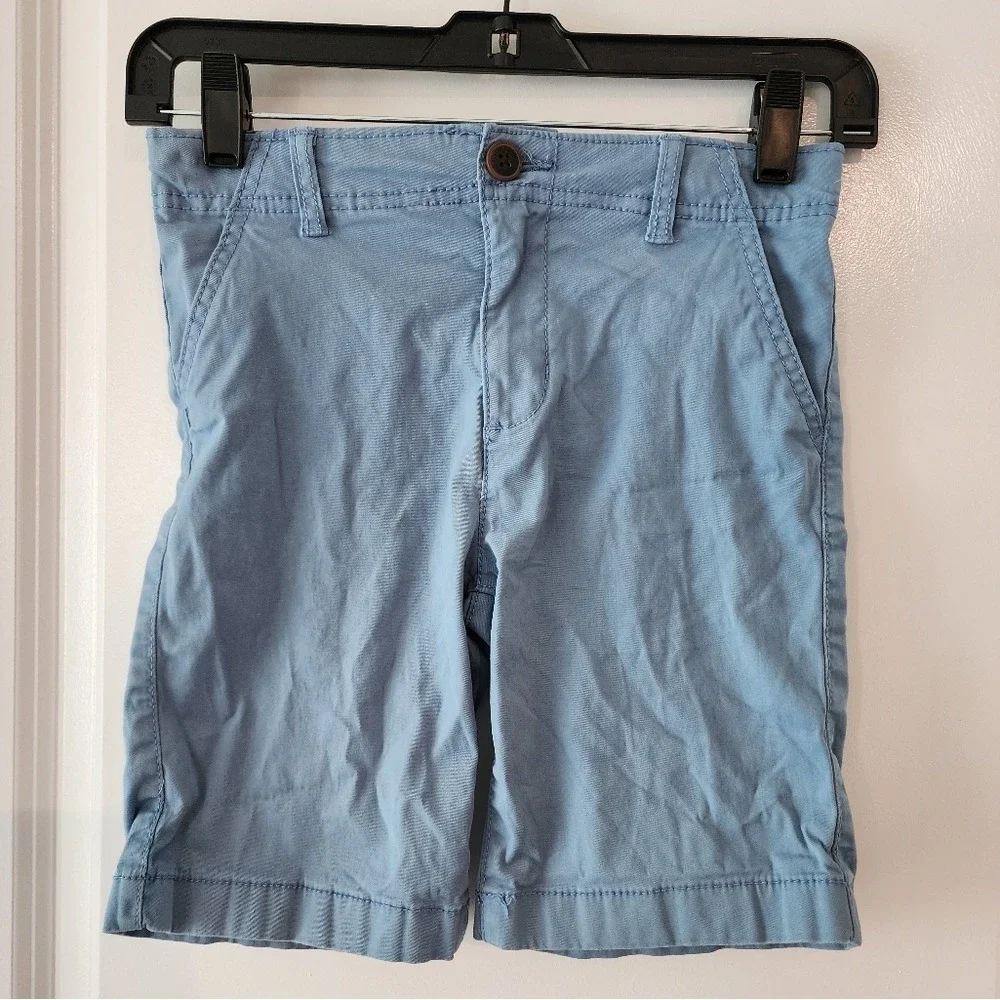 Kids sz7 Oshkosh B'gosh Boys Light Blue Chino Shorts Summer Spring Easter Preppy