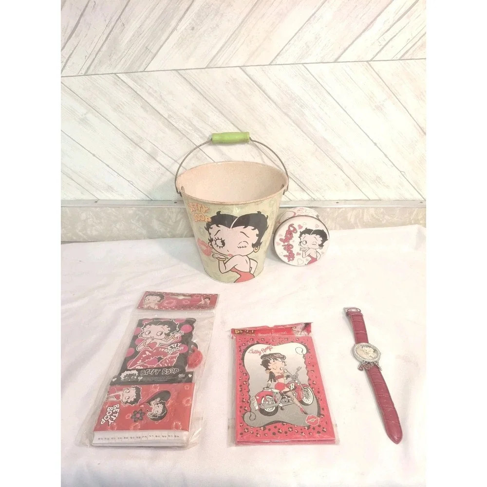 Vintage Betty Boop Lot Collectors Items Watch Tin Buckets Journal Diary Planner