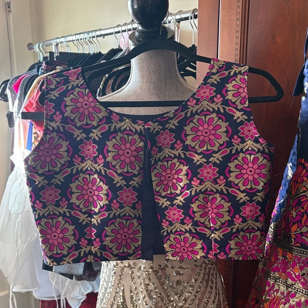 Indian style lehenga choli Vibrant Floral Sleeveless Dress