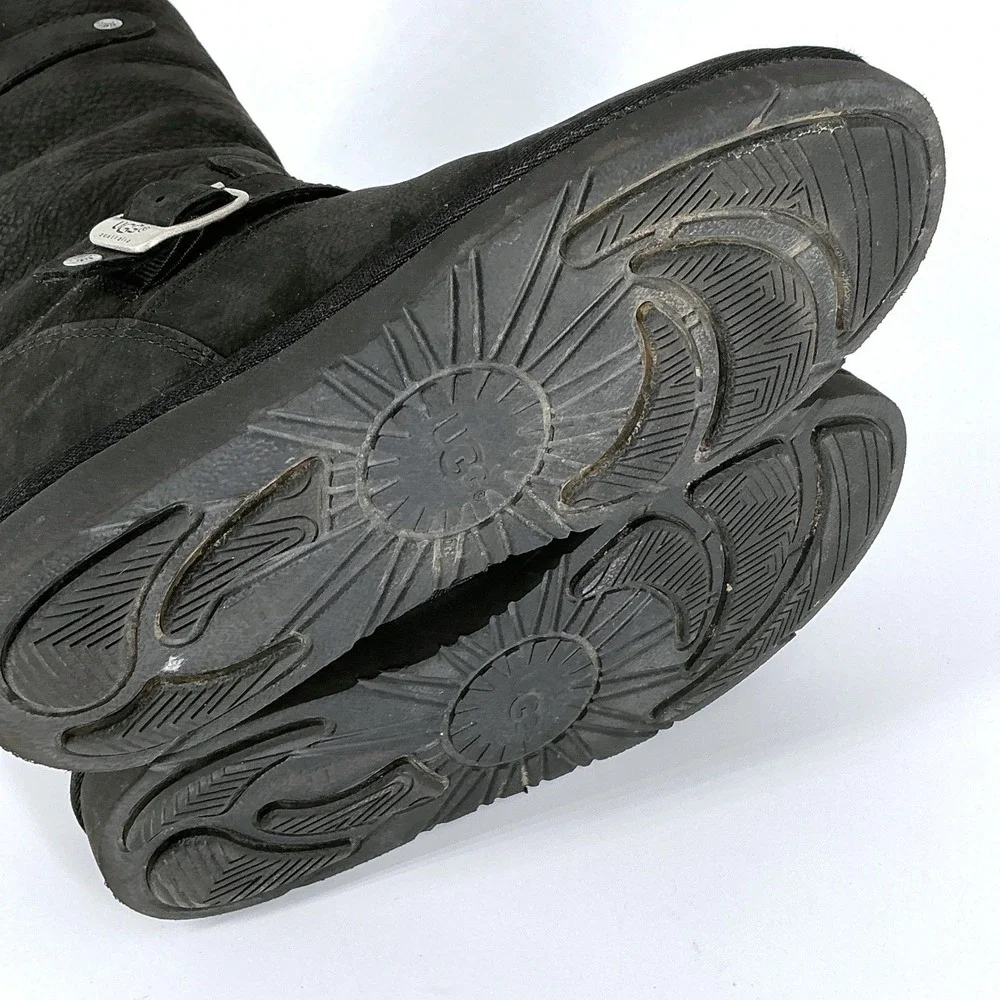 UGG‎ Australia Size 6 Black Sutter Kensington Moto Boots Water-resistant leather