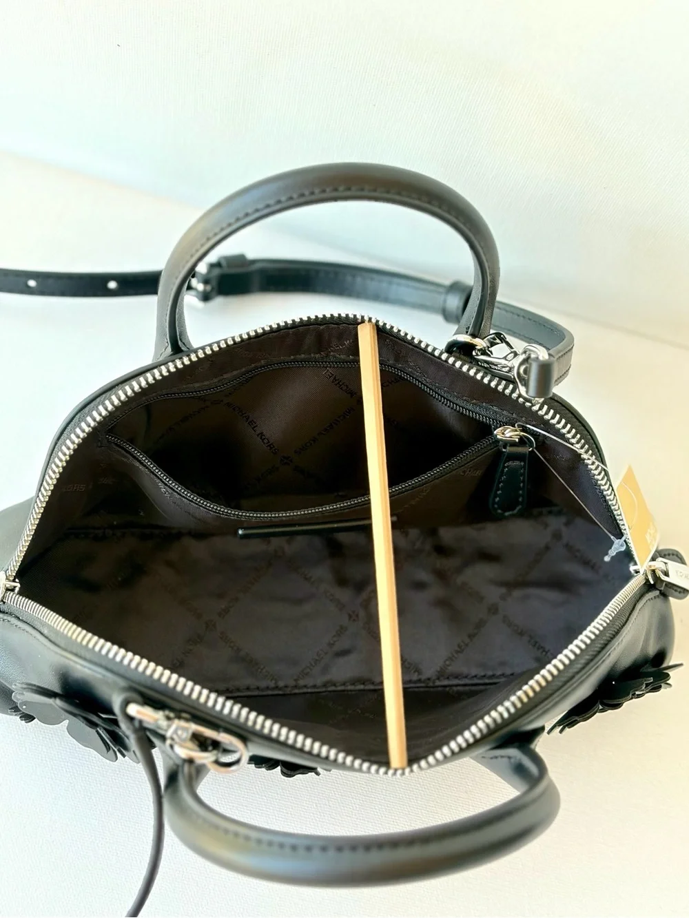 Michael Kors Black Small Floral Satchel Crossbody Black