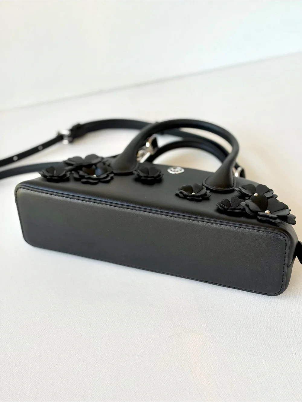 Michael Kors Black Small Floral Satchel Crossbody Black