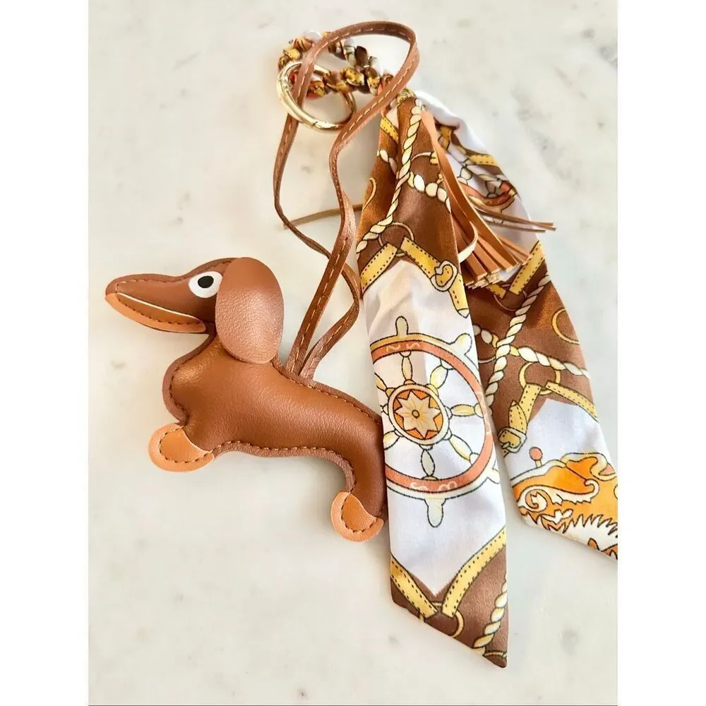 Light brown doxi / dachshund/ wiener dog purse charm