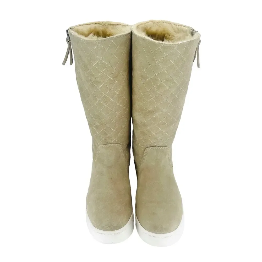 G.H. BASS Zina Women Tan Winter Sneaker Boot Size 9.5 Suede Faux Fur Lining New