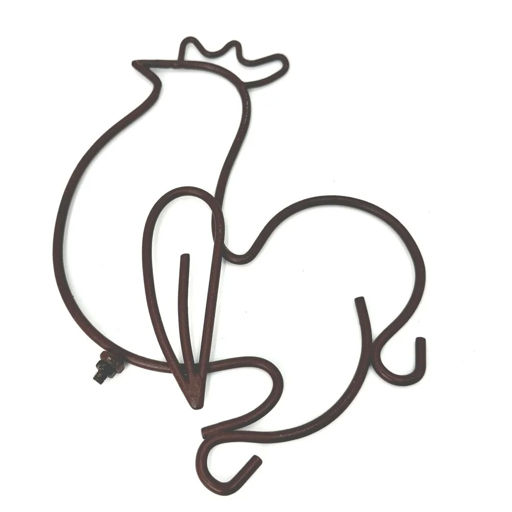 Vintage Wrought Iron Rooster Trivet Wall Hook Farmhouse Rustic Kitchen Decor