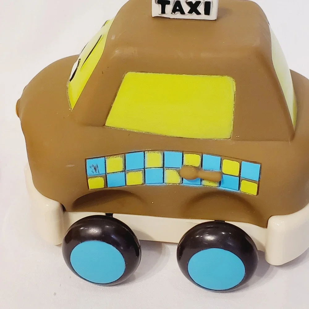B. Toys Wheeee-ls! Soft Pull Back Toy Cars Set of 3 Magenta Yellow Brown Taxi