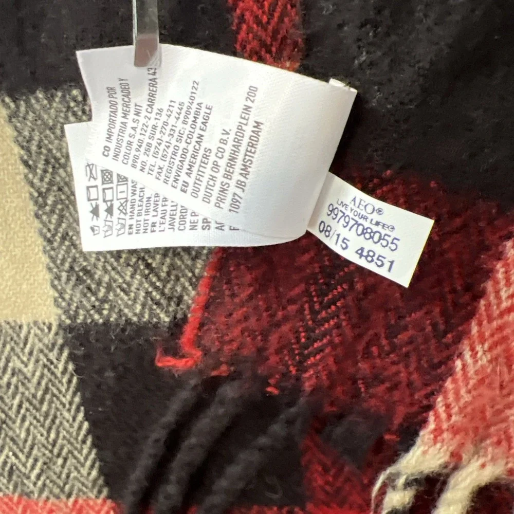 American Eagle Outfitters‎ Wrap Scarf Approx 16.5x70 Mens Womens Plaid Tartan