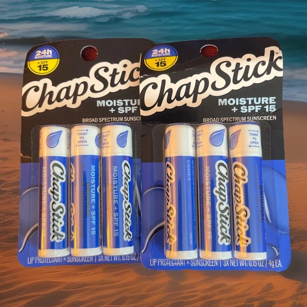 Lot Of 2 Three Packs Chapstick Tubes 24h Moisture + SPF 15 Lip Protectant