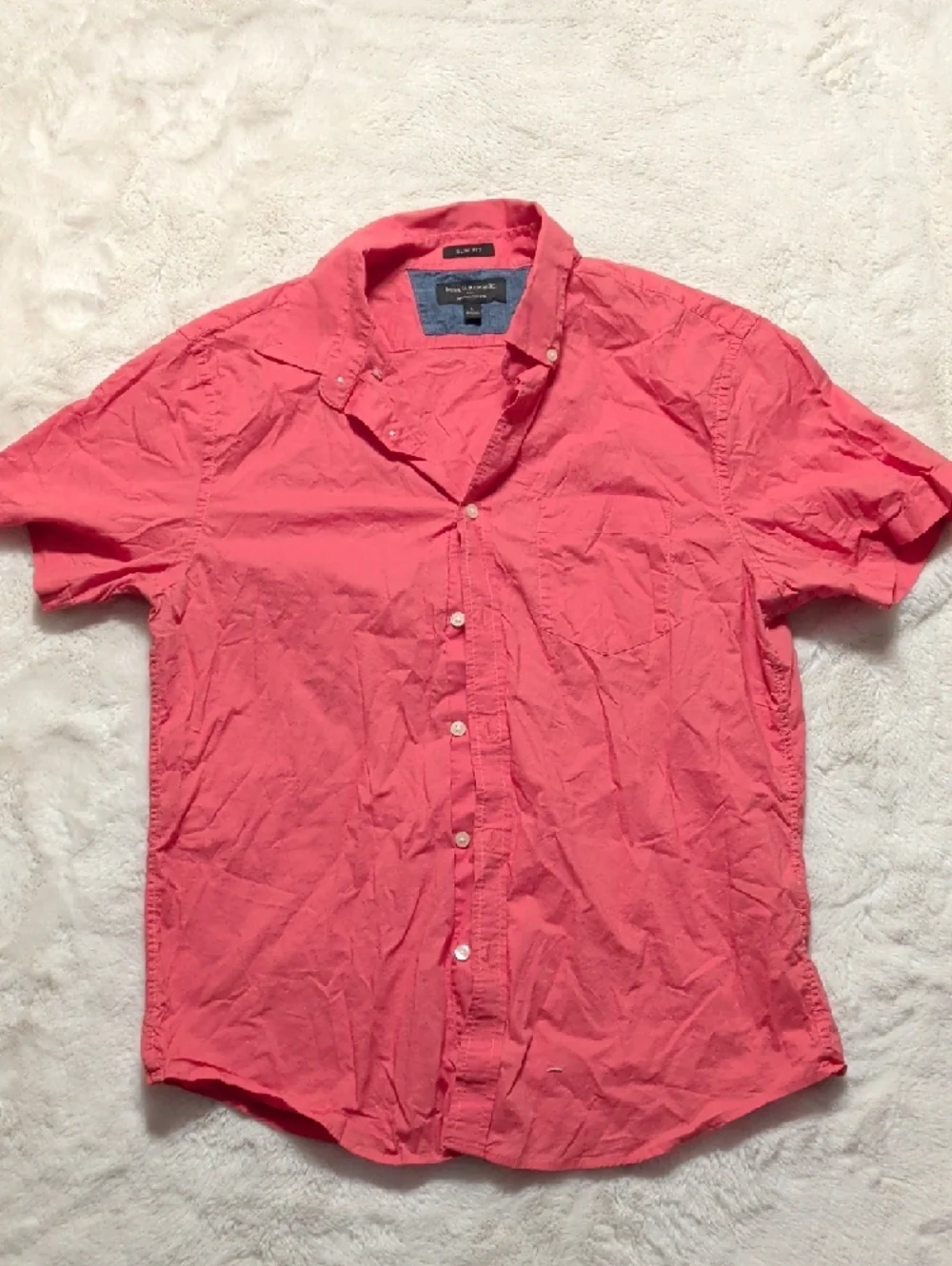 Banana Republic Short Sleeve Button-Down Shirt - Coral