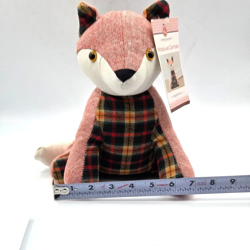 NEW WITH TAGS Fox Doorstop Woodland Critters Beanbag Red Plad 9.5 inch Country