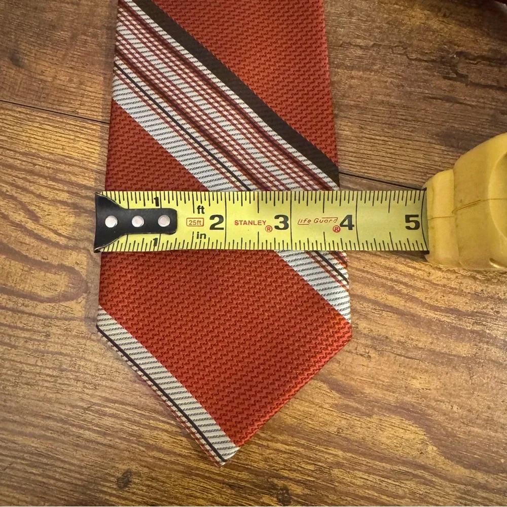 Aristo-Craft Vintage Wide Blade Tie Burnt Orange Stripe Retro 70s Mens Necktie‎