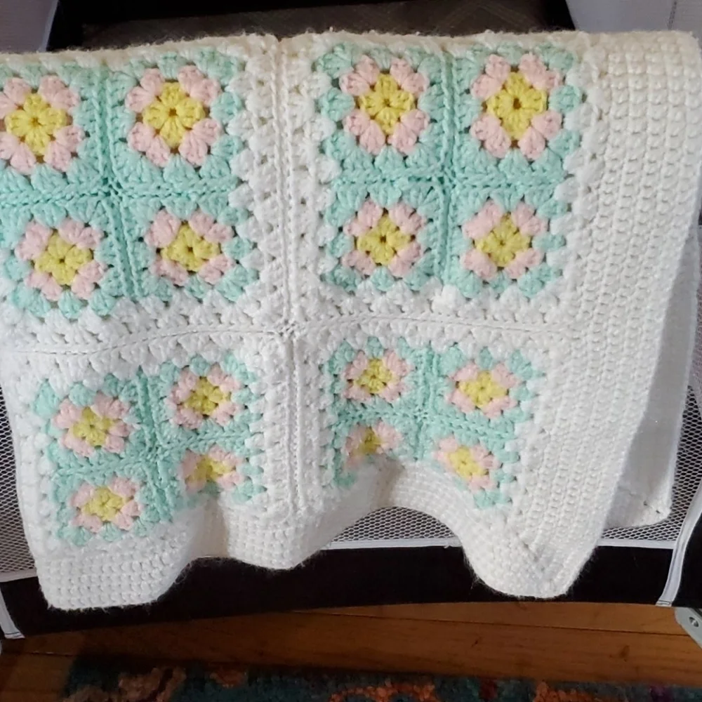 Grannycore handmade crochet baby blanket perfect
