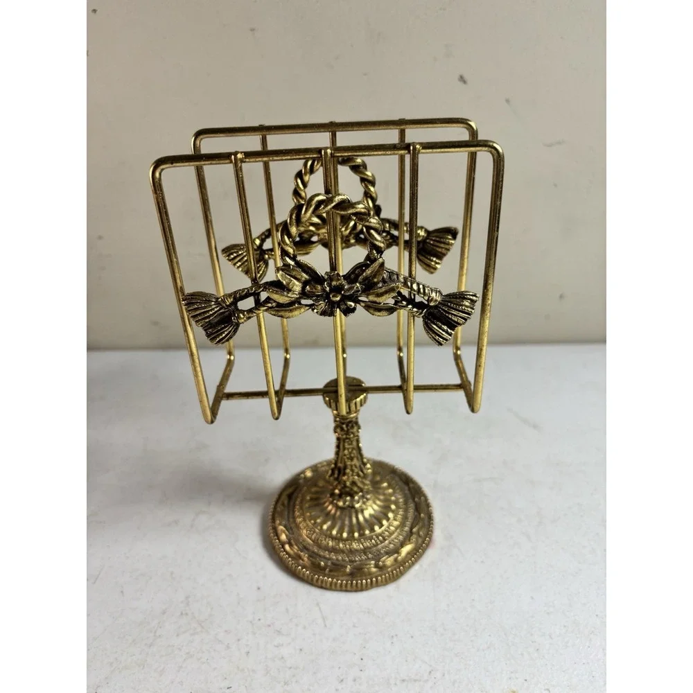Vtg Matson Stylebuilt Guest Towel Napkin Holder Gold Gilt Tassels Ormolu Metal