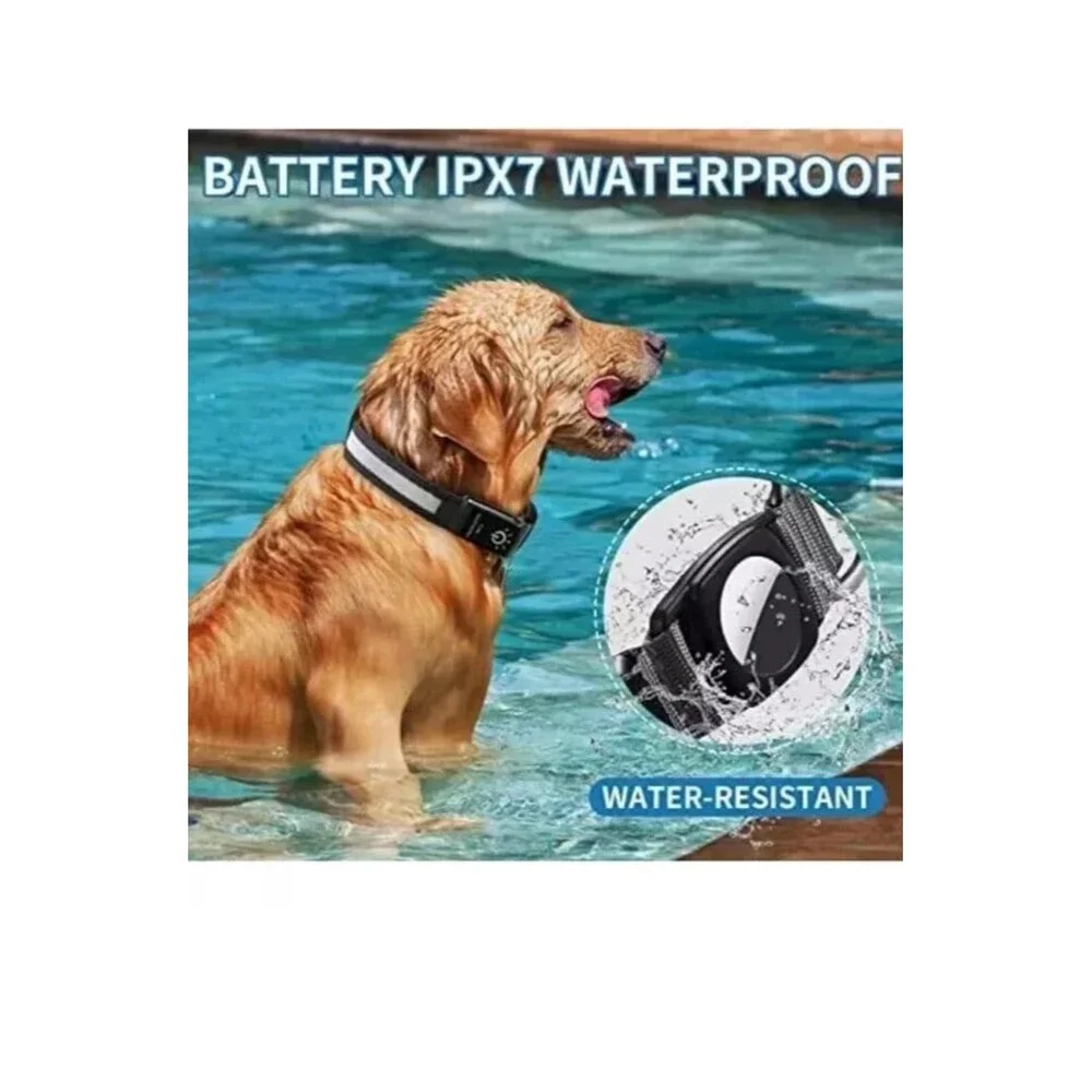 Air Tag Dog Collar Blue with Airtag Holder[Ipx7 Waterproof] Light up Medium LED