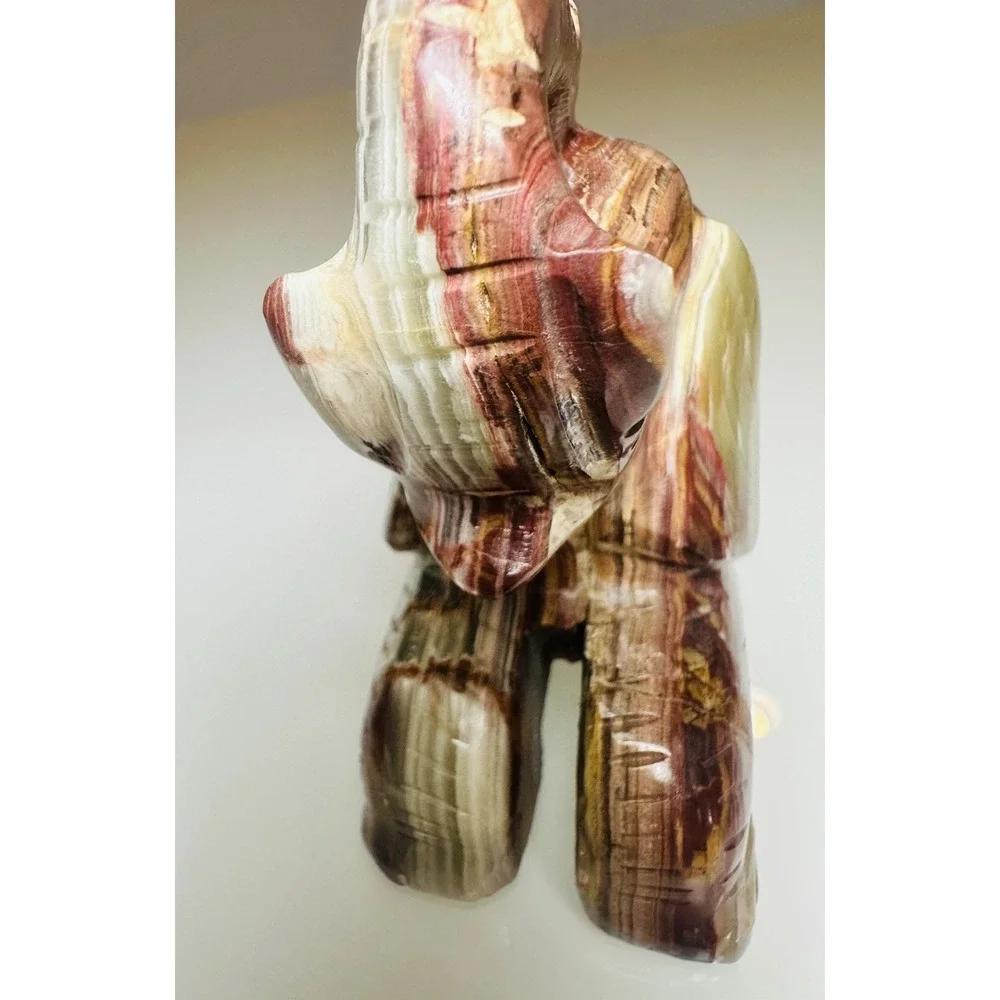 Hand Carved Onyx Elephant Figurine Natural Sculpture 5,3 in