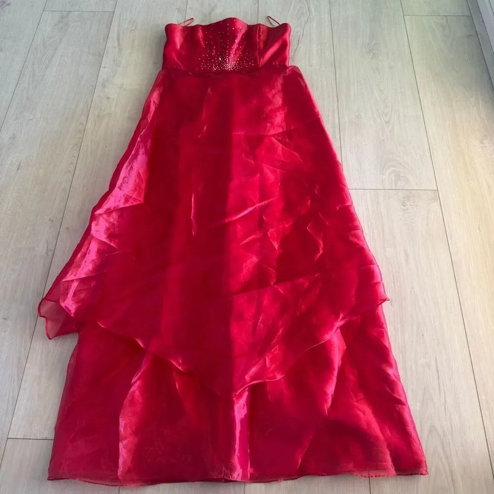Jessica McClintock Gunne Sax Red Satin 2pc set Prom Formal Holiday Wedding size