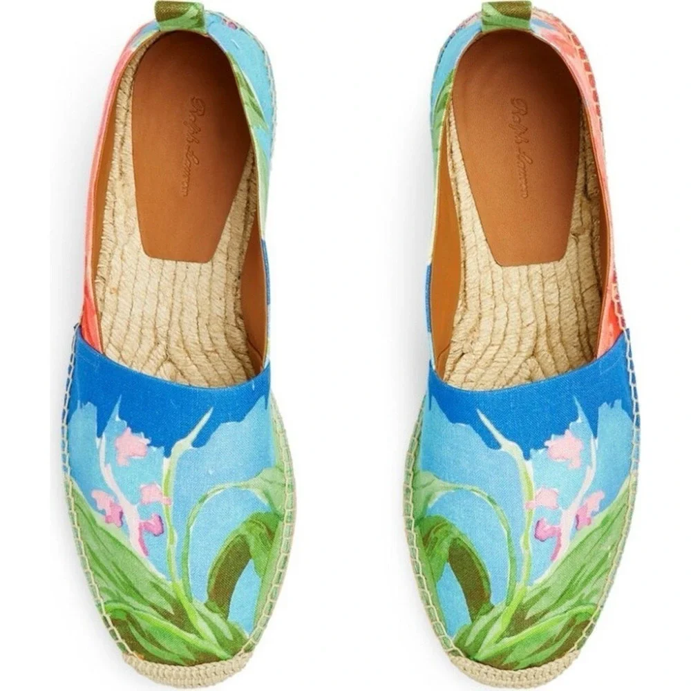 Ralph Lauren Purple Label Bosworth Espadrilles Linen Tropical Floral Mens Shoes