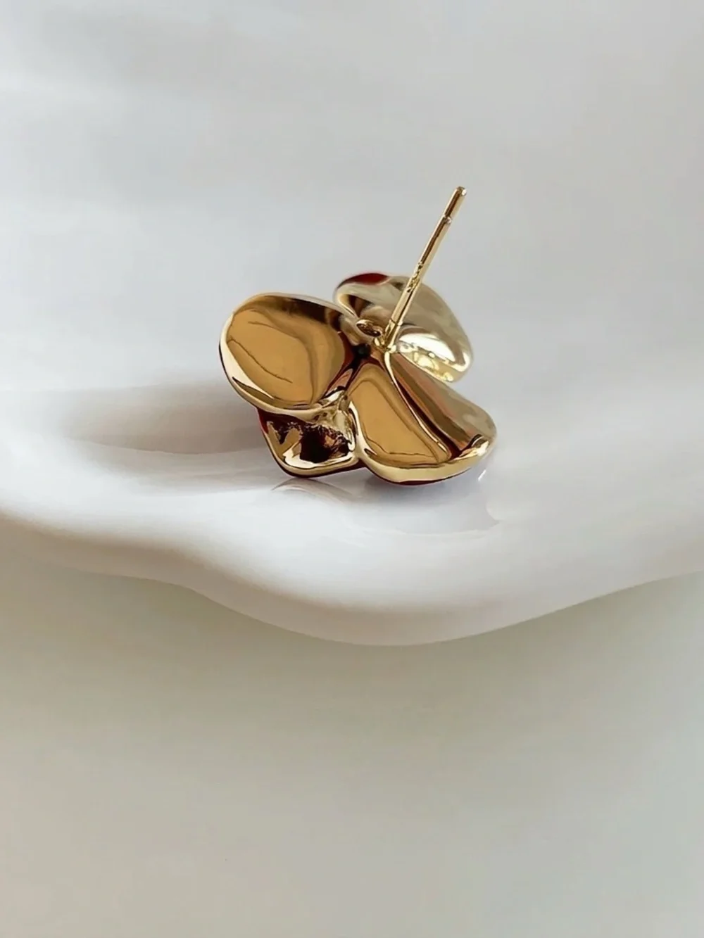 NEW Deep Wine Red Enamel Flower Studs | French Retro Elegance | S925 Posts