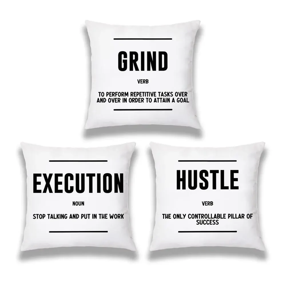 Quote Grind Hustle Execution Quote Success Entrepreneur 3 Pillow Case 18x18”