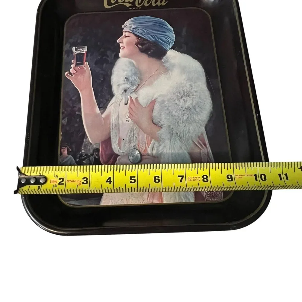 Vintage Coca-Cola Art Deco Flapper Lady Advertising Serving Tray Multicolor
