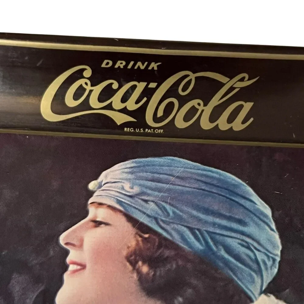 Vintage Coca-Cola Art Deco Flapper Lady Advertising Serving Tray Multicolor