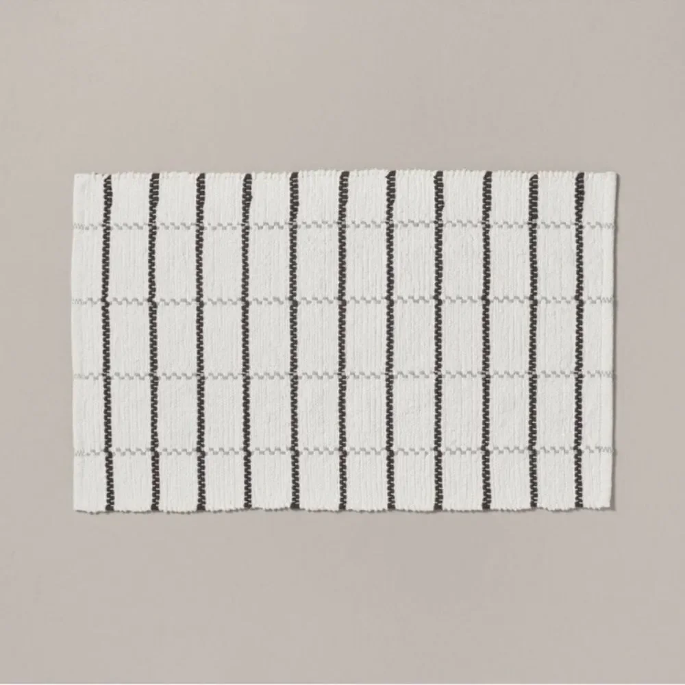 Hearth & Hand Woven 20x32” Grey and White Striped Bath Mat