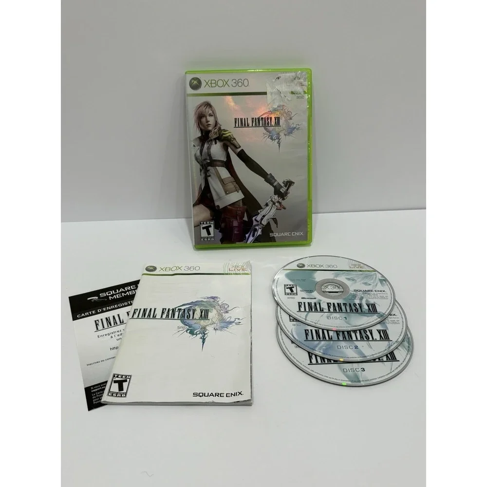 Final Fantasy XIII 3-disc (Microsoft Xbox 360, 2010) Complete w/ Manual CIB