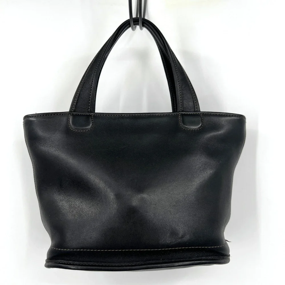 Vintage Coach 9301 Bleeker Small Basket Black Leather Satchel Bag 1998 Y2K