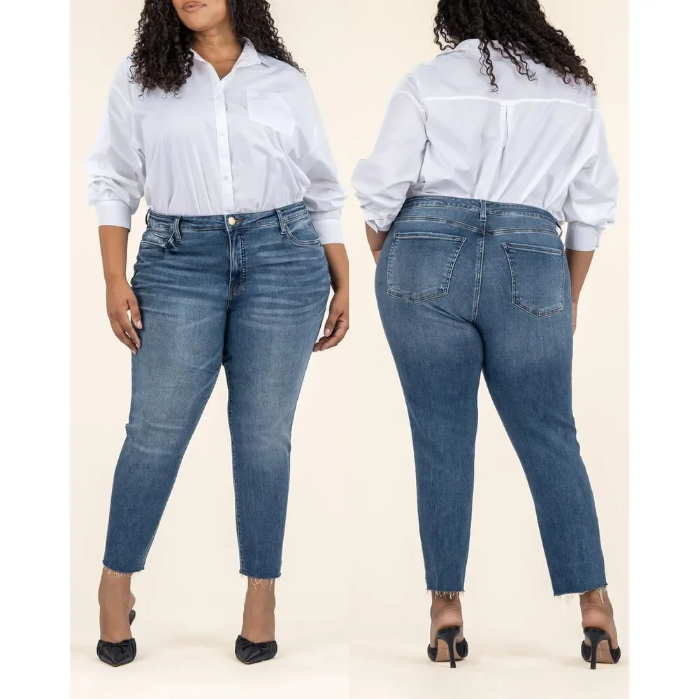 Kut from the Kloth Reese Ankle straight raw edge jeans womens 20W