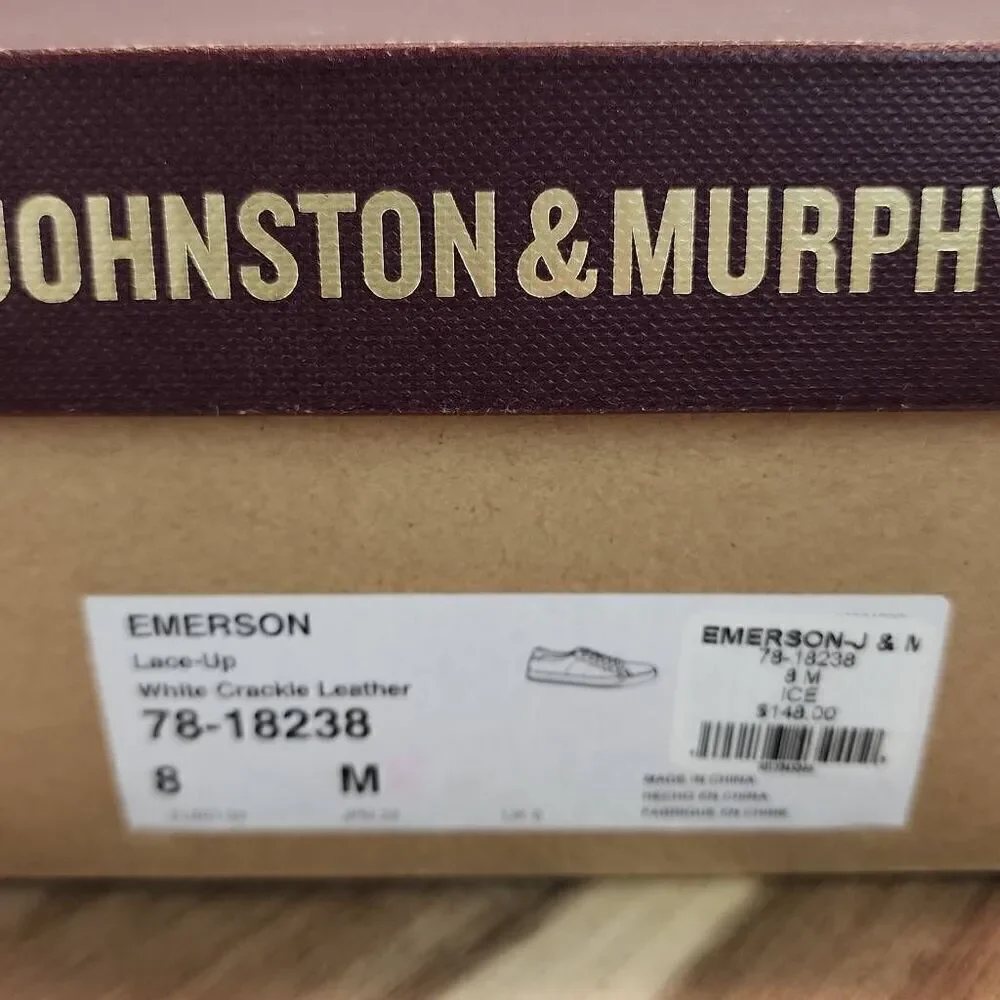Womens Johnston & Murphy Emerson Lace-up Silver/White Crackle Leather Sneakers 8