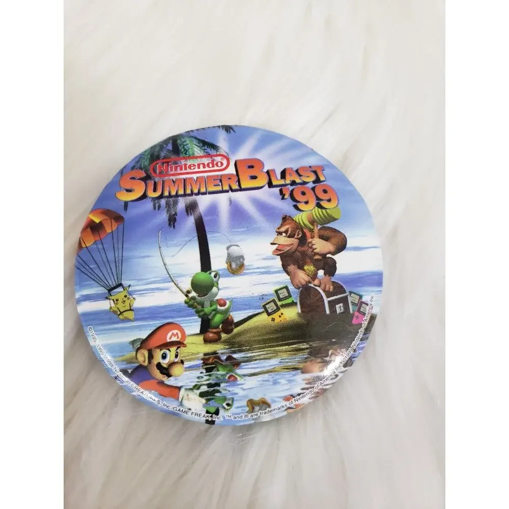 Vtg 1999 Nintendo Summer Blast 99 Pin Store Promo Button Donkey Kong Mario Yoshi