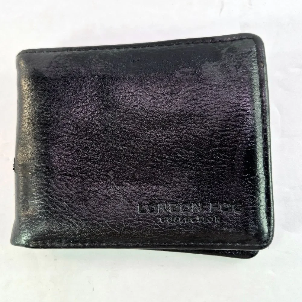 London Fog Men's Black Genuine Leather Bi-Fold Wallet