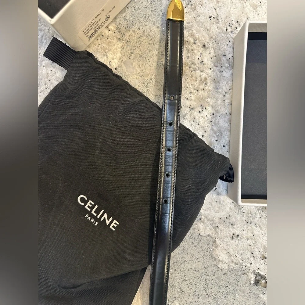 Celine SMALL 18MM WESTERN BELT IN TAURILLON LEATHER Size 70