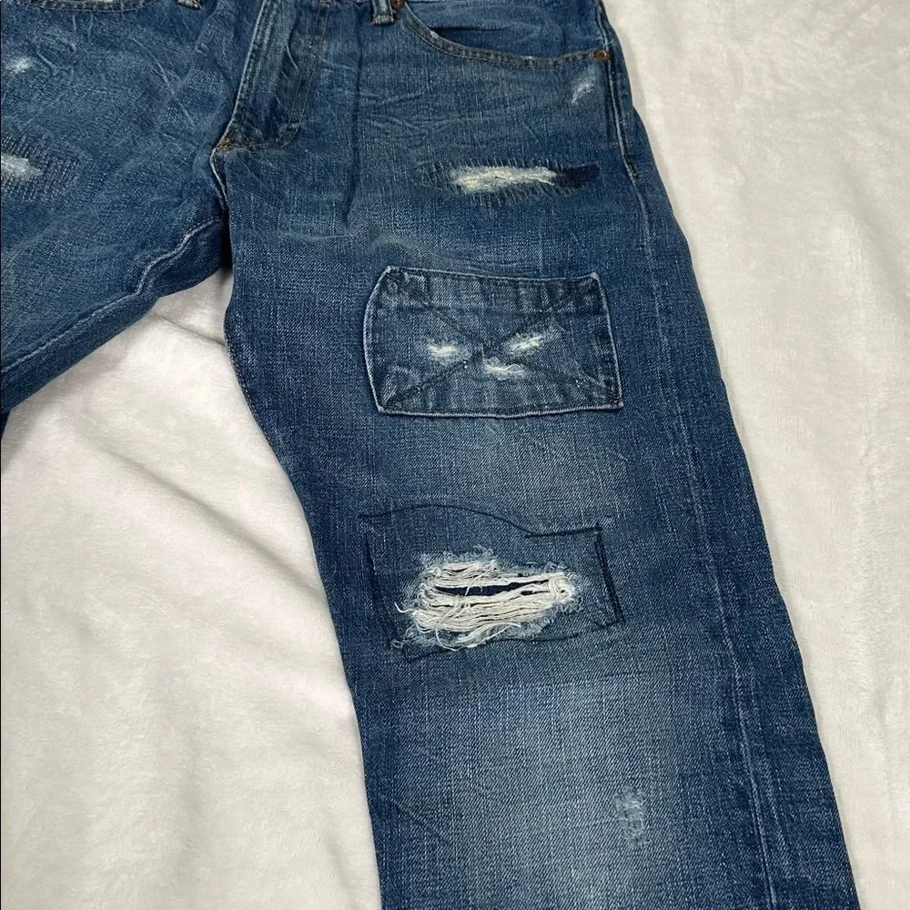 Ralph Lauren Classic Blue Distressed Denim Jeans