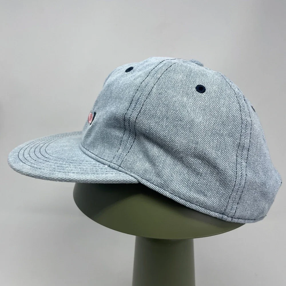 Barney Cools Men Denim Snapback Hat Light Blue Multi Color Logo Surf Skate New